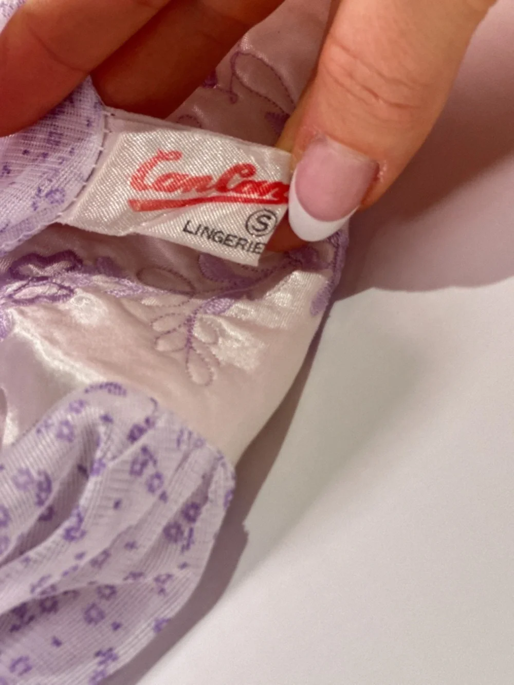 Cancan Vintage Coquette Purple Floral Sheer Embroidered Slip Small